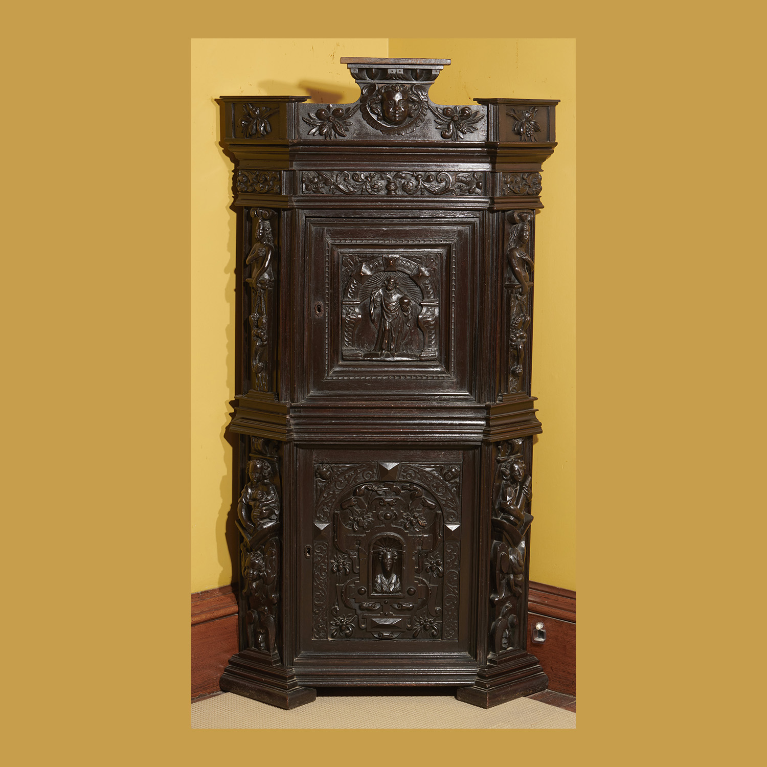 Neo-Renaissance Style Corner Cabinet.