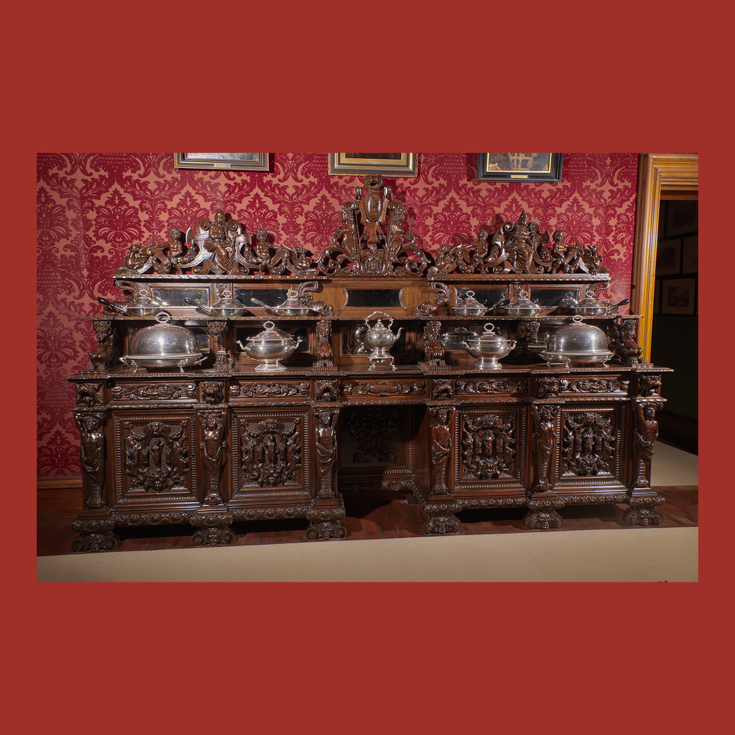 Large Italian Walnut Sideboard.