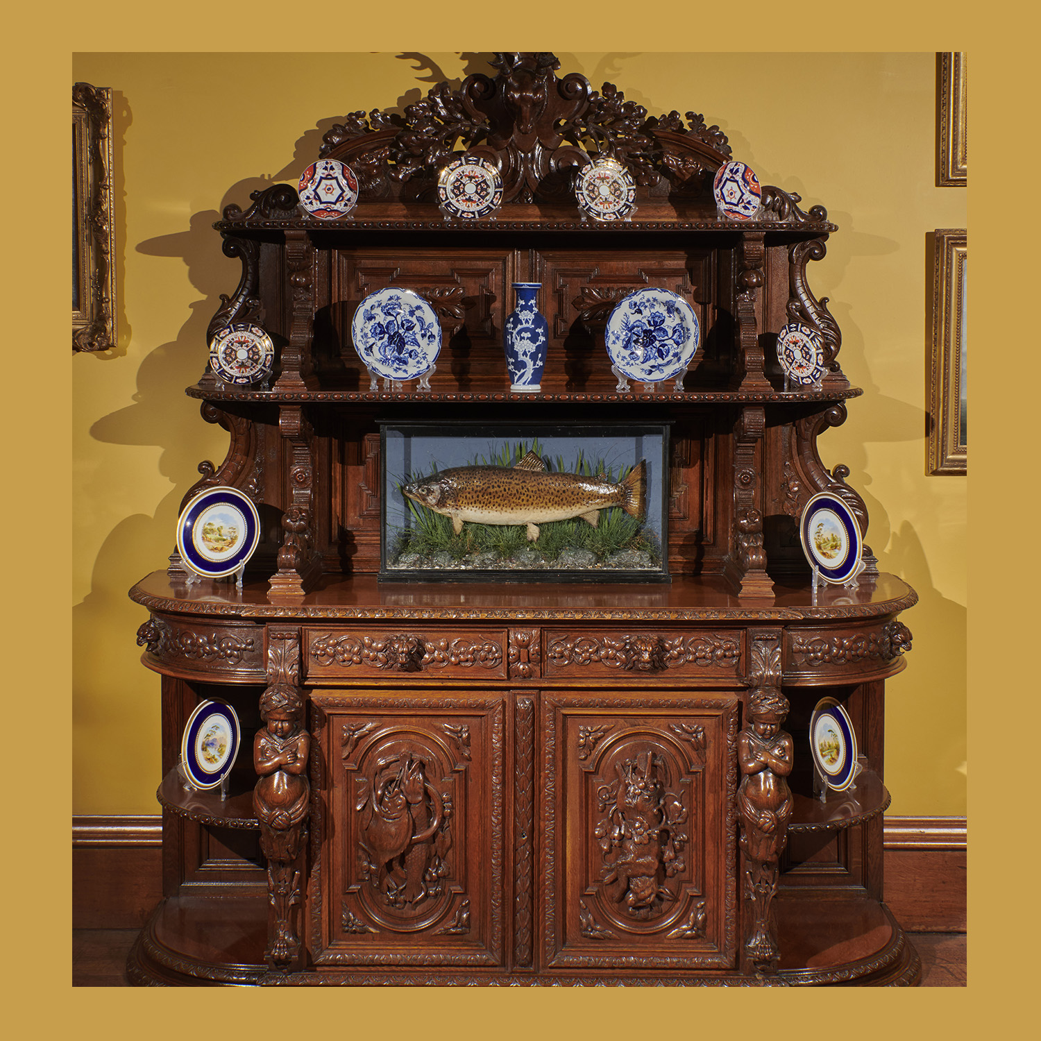 Pair of Victorian, Tiered, Oak Sideboards.
