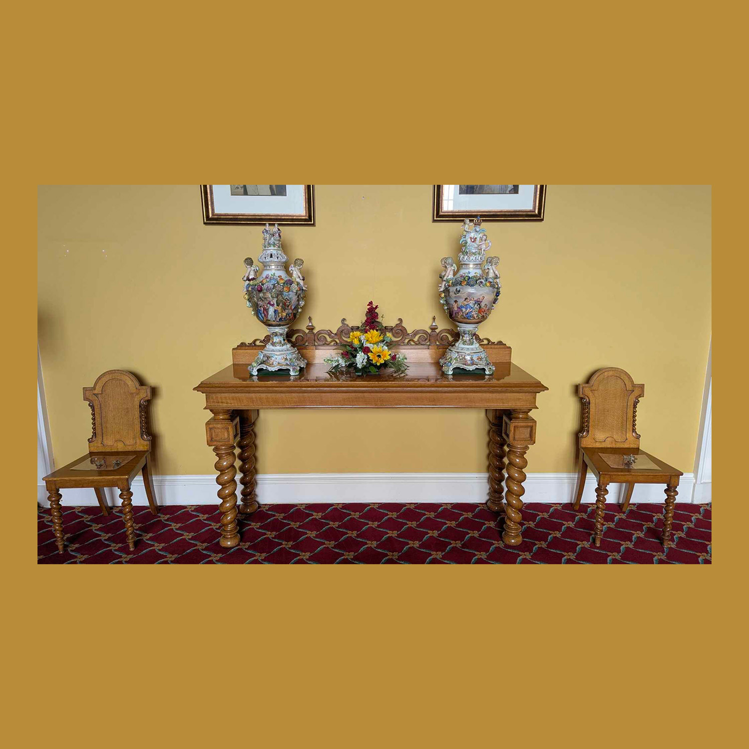 Oak sideboard and chairs